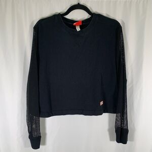 Hunter for Target Sweater Women's XL Black Mesh Sleeve Crew Neck Cotton Blend